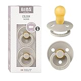 BIBS Pacifiers Colour Collection | Natural Rubber Baby Pacifier | Round Nipple | Set of 2 BPA-Free Soothers | Made in Denmark | 0+ Months (Pack of 2) | Sand