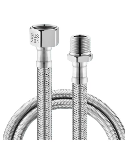 Tuyau de plomberie tressé 150cm en acier inoxydable 304 pour raccord de lavabo et toilettes 1/2