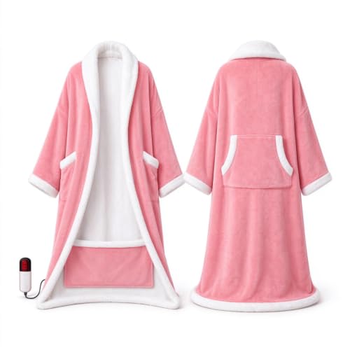 USB Electric Wearable Blanket Portable Fast Heated Robes for Women 69x50'' | Auto Shut-Off, Overheat Protection, Heated Blanket for Body Warmers Winter Flannel Womens Robe for Home Office Essencials - image 1