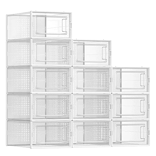 SONGMICS 12-Pack Stackable Shoe Boxes 13.1x9.1x5.6
