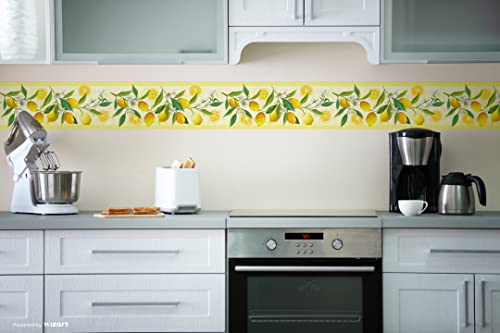 Grace & Gardenia Gb50121 Lemon Flower Peel And Stick Wallpaper Border 10In Height X 15Ft Yellow Green White Designs #TOP4