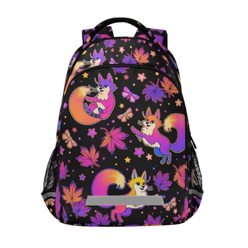 Neon Cute Cat Fox Backpacks for Girls Kids Boys Elementary School Bag