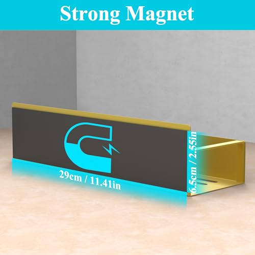 Image of HuggieGems Metal Magnetic Spice Rack for Refrigerator Gold, 4 Pack | Magnetic Shelves Heavy Duty for Fridge in Kitchen, Seasoning Storage Organizer, For Oven Washer and Dryer, For Heavier Items