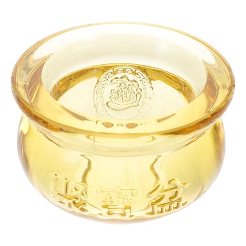 SUPVOX Cuenco de Dinero Propicio Dorado de Cristal, Artesanía Decorativa para Oficina y Hogar, Adorno Cornucopia para Prosperidad y Buena Fortuna