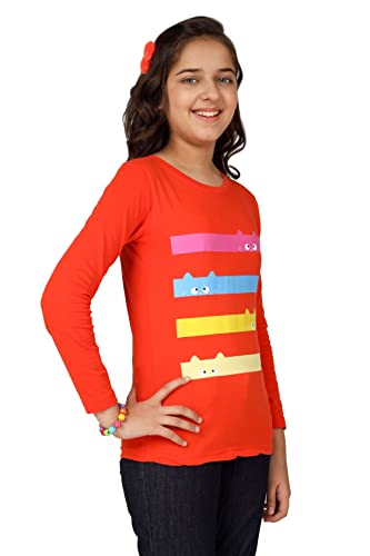 Image of KYDA KIDS 100% Cotton Girls Full Sleeve Printed T-Shirt,Regular fit Round Neck Tops