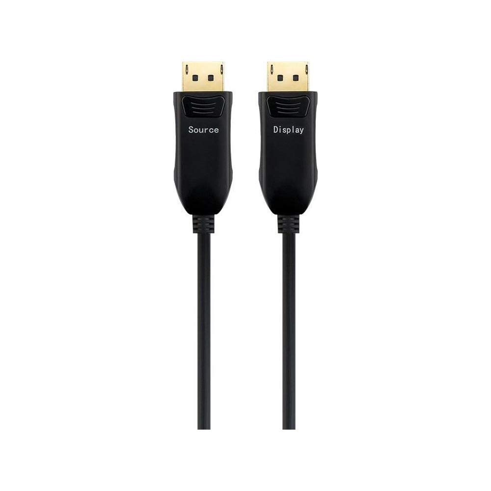 Goobay 59800 Cavo di Collegamento Hybrid DisplayPort 1.4 su Ottico, Dorato, Nero, 10m Lunghezza del Cavo