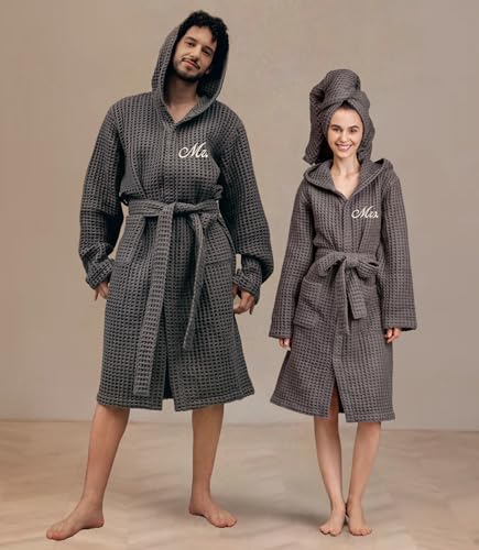 Image of Luxury Organic Japanese Cotton Hotel & Spa Waffle Bathrobe for Men and Women (Hooded /Kimono)