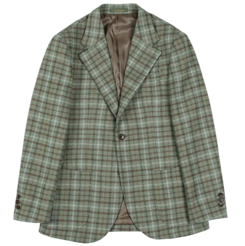 Kromoc Uomo Giacca in Tweed Monopetto con Bottoni e Revers