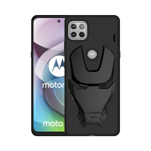 Image of COVERLY Official 3D Smooth Feel Avenger Logo Mask Soft Rugged Grip Iron Man Engraved Cartoon Movie Engraved Silicone Rubber Matte Strong Back Cover for Motorola Moto G 5G (2020) - Black