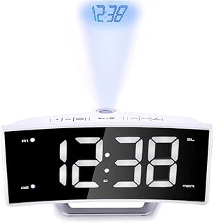 WooDeY Projection Alarm Clock Radio Digital Clock Brightness Dimmer FM Radio LED Display Dual Alarm Clock Snooze with USB Charger