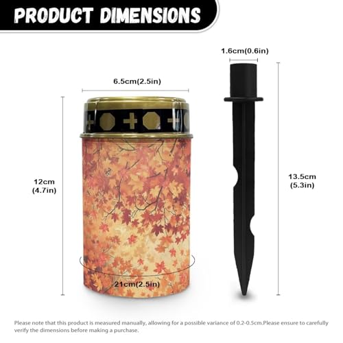 Image of Maple Leaf Light for Prayer Cemetery Solar Lights for Grave Cemetery Fall Decor Candle Lamp Waterproof Solar Power Light Eternal Lights 2 Pcs