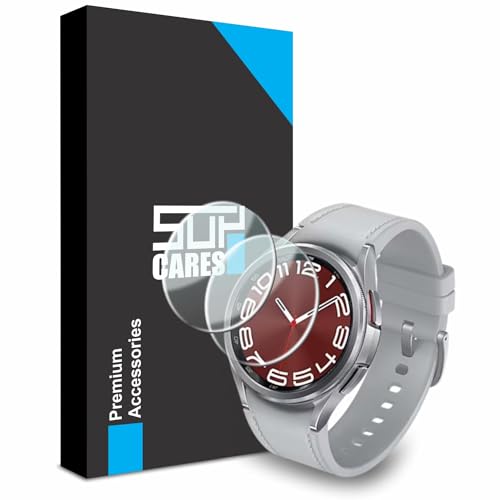 Image of SupCares Military-Grade Gorilla Tempered Glass Screen Protector for Samsung Galaxy Watch 6 Classic (43 mm) With Installation Kit | Transparent | Pack of 2