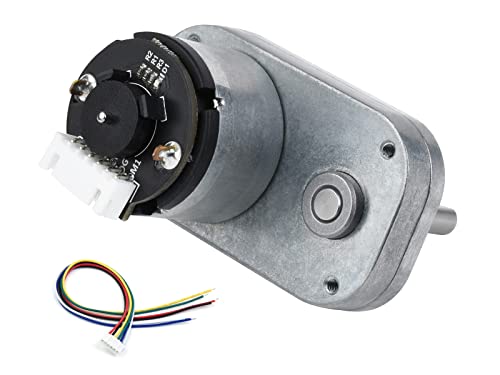DC 12V Permanent Magnet DC Gear Motor L-Shaped All-Metal Gear Motor with Magnetic Hall Encoder, No-Load Speed up to 240 RPM, Suitable for Robots with Small Wheelbases