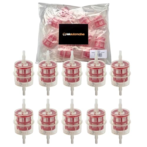 Tek Automotive Diesel Fuel Filter 10 Pack - Universal Inline Fuel Filter for 6mm & 8mm Pipes, Ideal for HGV, Forklifts & Garden Equipment