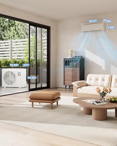 Image of Garvee 9000 BTU Mini Split AC /Heating System, 115V WIFI Enabled, Energy Efficient Wall-Mounted Heat Pump Air Conditioner, Cools Up to 450 Sq.Ft, Complete with Installation Kits