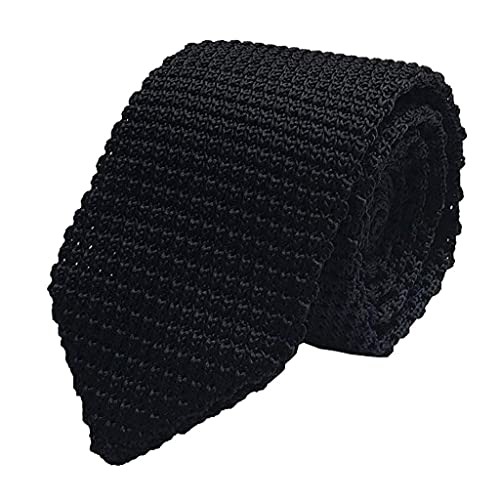 DYNWAVE Gravata de Malha Sólida 3x Masculino Casual Empresarial Gravata Tecida Clássica - Preta, Ver