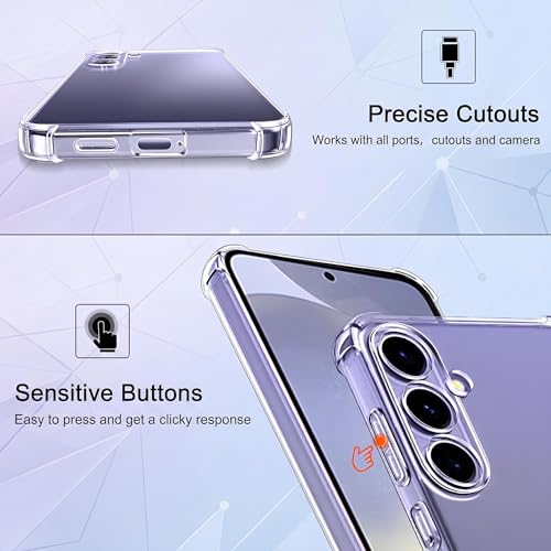 Image of Fashionury 3D Raised Transparent Crystal Clear Back Cover for Sumsung S24 | Shockproof Design | Anti-Slip Grip | Camera Protection | 360 Degree Protection Mobile Case