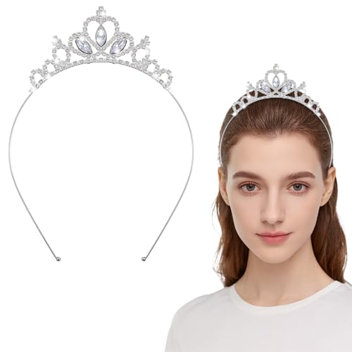 Princess Crown Crystal Tiaras for Women Pageant Silver Tiaras Headband Rhinestone Crowns Princess Hair Accessories for Little Girls Women Birthday Wedding Halloween Party Christmas Gifts Cosplay
