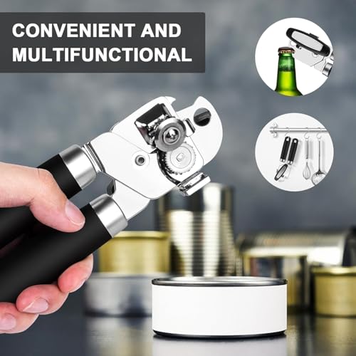 Apriscatole Manuale Con Magnete, Apriscatole Portatile in Acciaio Inox, 3 in 1, Multifunzione, Apribottiglie Con Manico Antiscivolo e Manopola Ergonomica, per Anziani - immagine 6