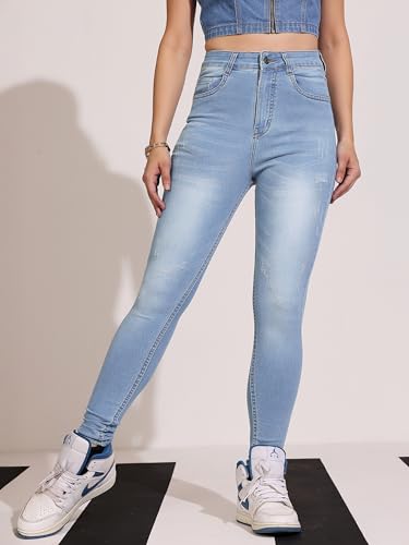 Image of Dolce Crudo Women's Skinny Fit High Rise Cropped Length Stretchable Denim Jeans