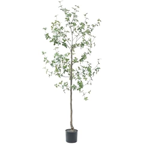 Bellacat 6ft Faux Quince Leaf Tree with Lifelike Leaves & Realistic Trunks, 72in Artificial Quince Leaf Tree for Garden, Home, Office, Porch, Balcony,Living Room Decor. Cover