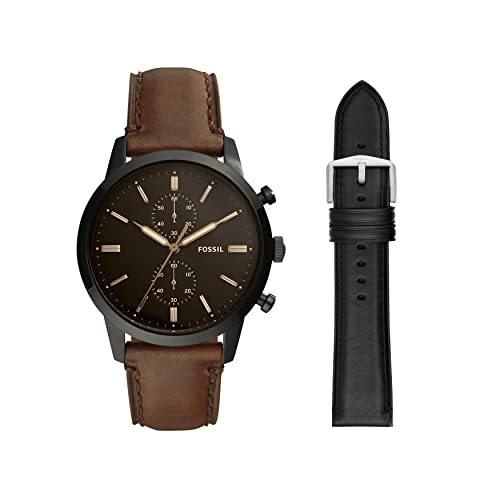 Fossil Men's Townsman Stainless Steel and Leather Quartz Watch and Leather Band