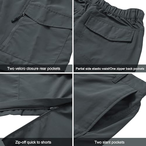 Mens Hiking Pants Quick Dry Lightweight Fishing Convertible Zip Off Safari Trousers4