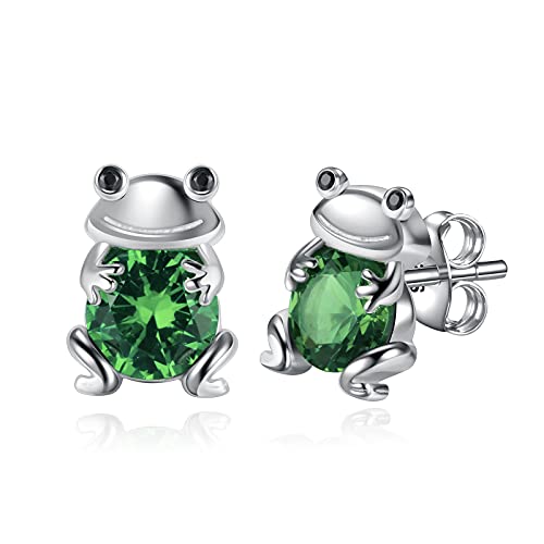 Saida, Frog Earrings 925 Sterling Silver for Women Teen Girls Animal Lover Stud Earrings Jewelry Birthday Gift