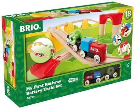BRIO World 33710 - Juego de tren de 25 piezas a pilas y paquete de expansión 33402 - Juego de tren de madera intermedio
