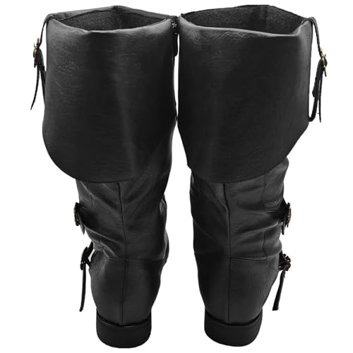 Men's Medieval Boots Renaissance Pirate Costume Faux Leather Boot Halloween Viking Cosplay Shoes3