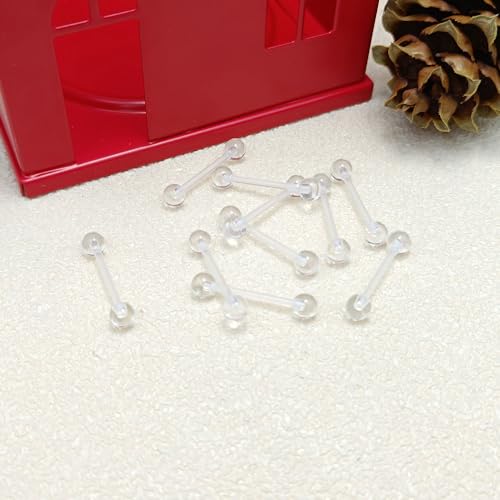 Gojewen Transparentes Langue Mamelons 14G 12MM Plastique Acryilc Barre Droite Retainers - Piercing en Plastique – vue 2