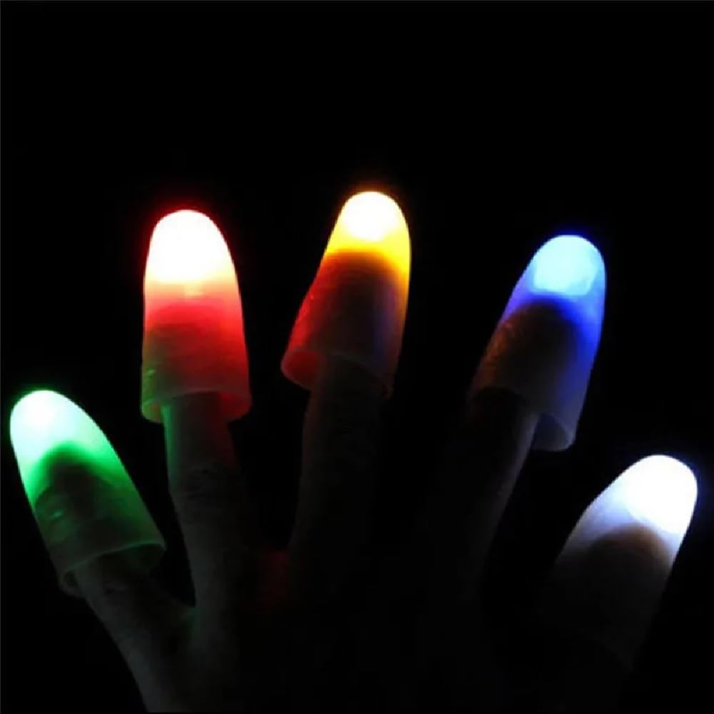 A2K Zone Super Magic LED Luminous Finger Bright Light Up Thumb Trick Appearing Light Close Up for Magician & Entertainers, Random Color 2 Pcs