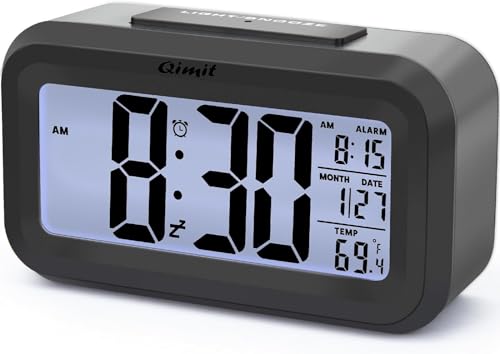 Image of Reacher Black Digital Alarm Clock Table Clock for Students, Home, Office, Corporate with Automatic Sensor, Date & Temperature