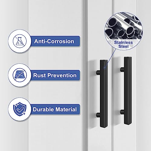 Image of 30 Pack 6 Inch Matte Black Cabinet Pulls Black Kitchen Cabinet Handles, 3 3 /4 Inch Hole Center Drawer Pulls Kitchen Cabinet Hardware