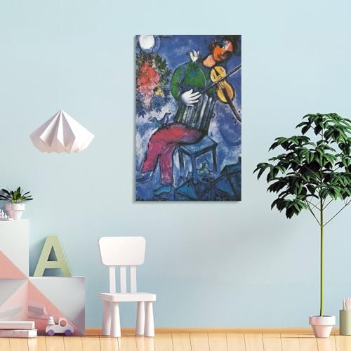 Marc Chagall The Blue Fiddler poster impression toile 60x90cm - 4