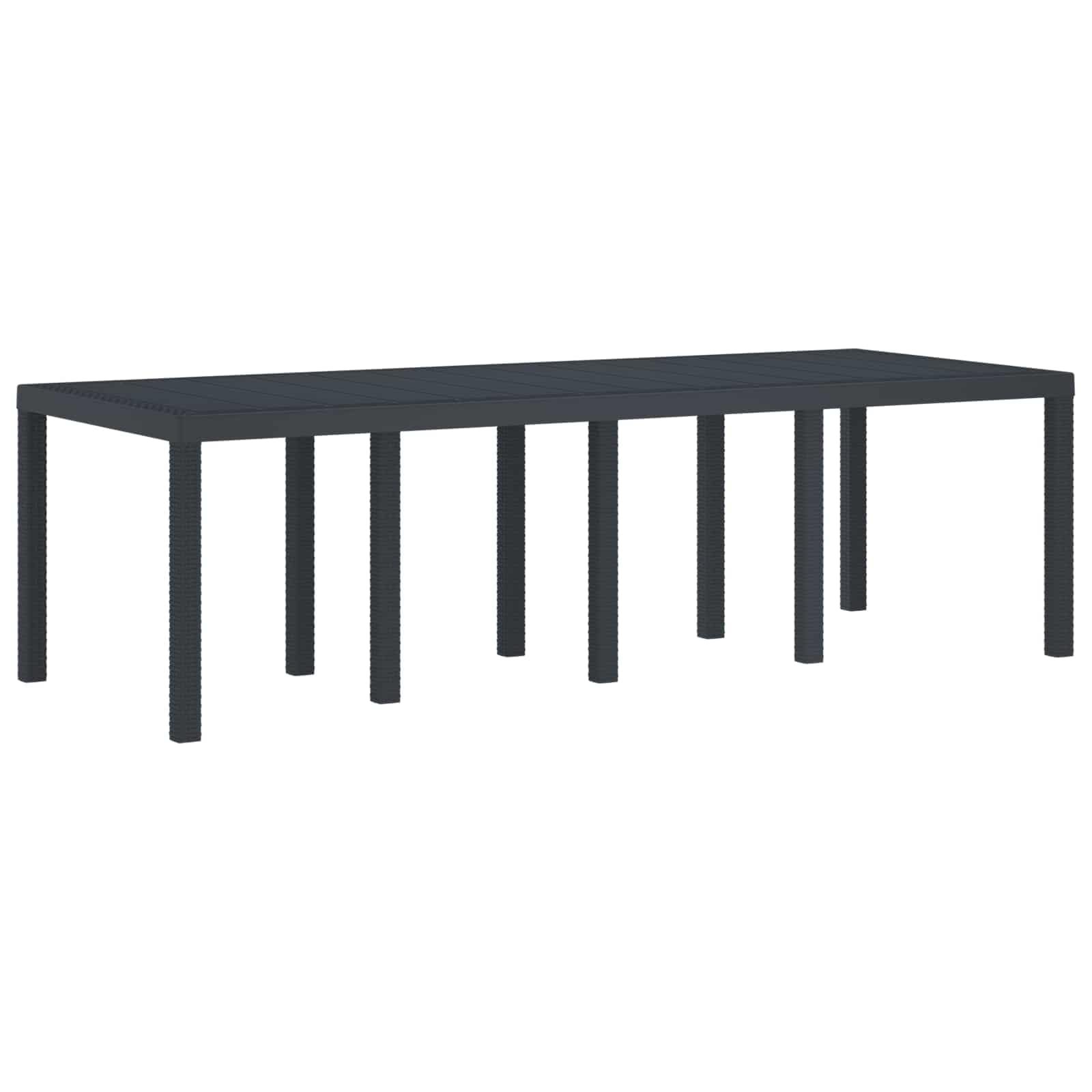 Stół ogrodowy, antracyt, polirattan, 250 x 100 x 73 cm, stabilny stół tarasowy, odporny na działanie warunków atmosferycznych, do użytku na zewnątrz, na balkon i do ogrodu, idealny jako stół