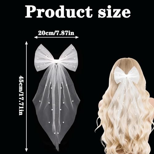 jga Braut, Perlen Schleier, Hochzeitsaccessoires, Kurz Schleier für Junggesellenabschied, Hochzeit, Damen Party, Haarschmuck (Weißer)