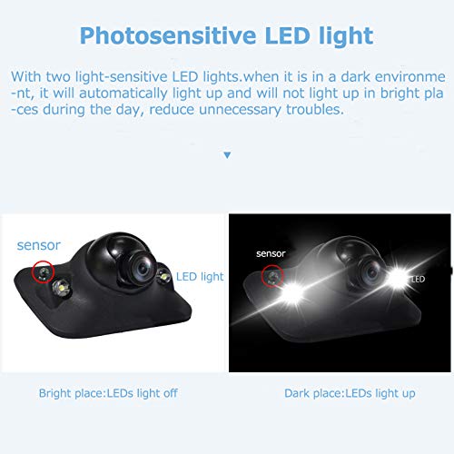 PARKVISION Car Blind Spot Side View Camera with LEDs,115°View Angle&Mini Size Tape Mounting Rear Camera with 360° Rotation,NO Drilling,Removable Guildlines,Mirror Non-Mirror Image,12V only[S142B] - Thumbnail 4