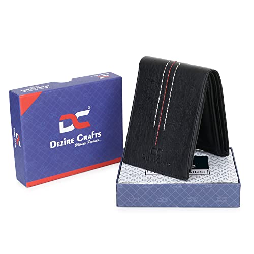 Image of Dezire Crafts Men Formal, Casual Black Artificial Leather Wallet (6 Card Slots) (Black1)