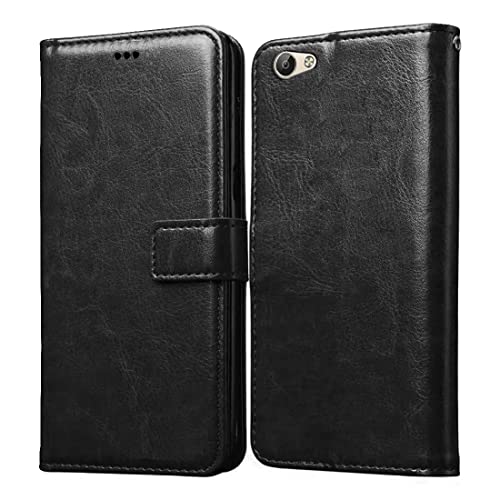 Image of Flip Cover Back Case for Vivo V5 / Vivo V5s | Premium Leather Finish | Inbuilt Pockets & Stand | Flip Cover Back Case for Vivo V5 / Vivo V5s (Black)