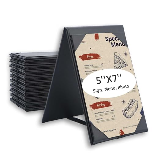 Menu Covers - Set of 10 Double-Sided Table Tent Cards for Restaurant, Dinner Party, and Bar Menus - Includes Bill Holder and Reserved Seating Signs - Easy to Clean and Foldable