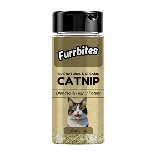 Furrbites 100% Natural & Organic Catnip Blended & Highly Potent Easy-to-Use Airtight Jar for Freshness | 30 gm / 1 oz