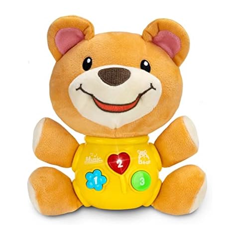 Funsland Music Baby Toys 6-18 Months, Plush Bear Infant Toys, Newborn Baby Musical Toys,Multifunctional Light Up Baby Toys for Boys Girls Toddlers, Baby Gifts for 6 9 12 Month Cover