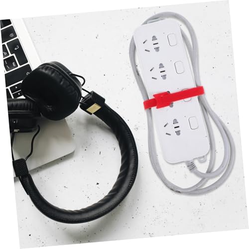 100 piezas de Bridas Reutilizables para Cables, Organizador de Cables, Correa para Cables Eléctricos, Gestión de Cables Resistente con Gancho y Bucle Rojo Carmesí miniatura 5