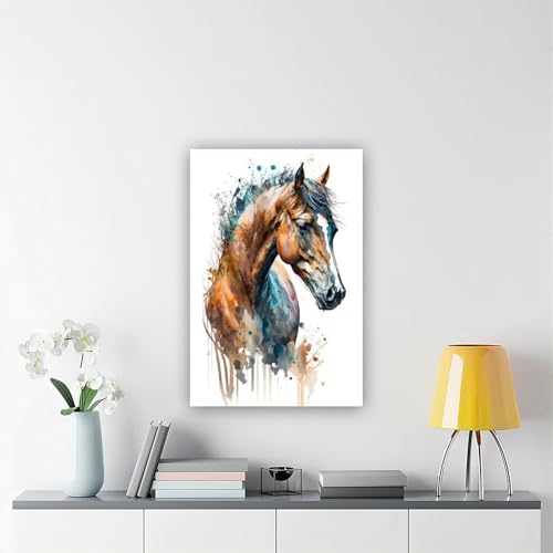 Poster cheval aquarelle 50x75 cm toile murale salon