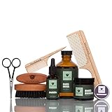blackbeards Bartpflege Set Ultimativ Salbei-Zypresse ● Waldiger, würziger Duft ● Mit Bartöl, Bartbalsam, Bartseife, Bartwichse, Bartbürste, Bartkamm & Bartschere ● Geschenk Set die Vollbart-Pflege