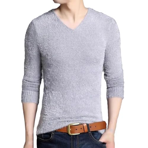 Men's V-Neck Jumper Plus Size Casual Streetwear Long Sleeve Sweater Winter Fall Clothing Tops
