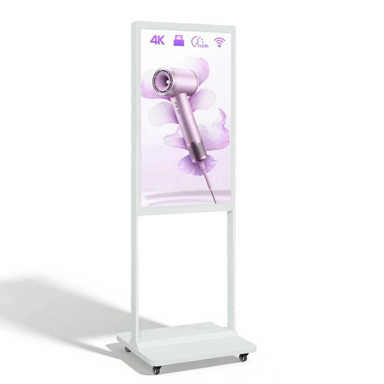 32" Digital Signage Display Kiosk Indoor Floor Standing Advertising White