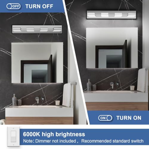 Image of Modern LED Stainless Steel Chrome Acrylic Bathroom Lights Fixtures 4-Light