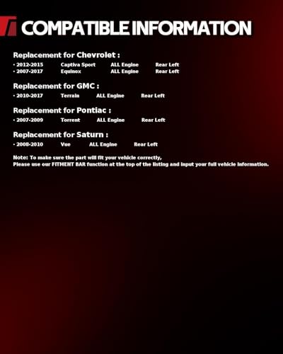 Image of Torchbeam Rear Brake Caliper Left for Chevrolet 2007-2017 Equinox, GMC 2010-2017 Terrain, Chevrolet 2012-2015 Captiva Sport, Rear Left Caliper Replace # 18B5040